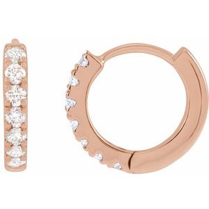 14K Rose 1/5 CTW Lab-Grown Diamond 10 mm Hoop Earrings