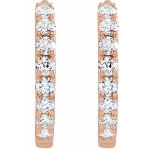 14K Rose 1/5 CTW Lab-Grown Diamond 12 mm Hoop Earrings