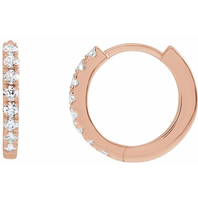 14K Rose 1/5 CTW Lab-Grown Diamond 12 mm Hoop Earrings