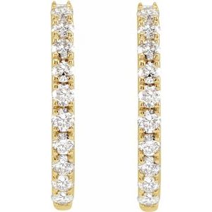 14K Yellow 1/4 CTW Lab-Grown Diamond 14 mm Hoop Earrings