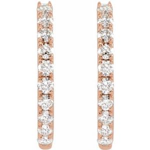14K Rose 1/4 CTW Lab-Grown Diamond 14 mm Hoop Earrings