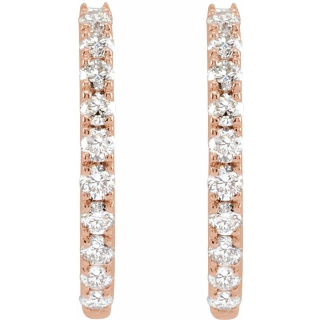 14K Rose 1/4 CTW Lab-Grown Diamond 14 mm Hoop Earrings