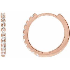 14K Rose 1/4 CTW Lab-Grown Diamond 14 mm Hoop Earrings