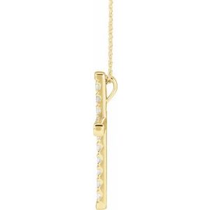 14K Yellow 1 CTW Lab-Grown Diamond French-Set Cross 16-18" Necklace