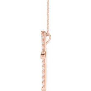 14K Rose 1 CTW Lab-Grown Diamond French-Set Cross 16-18" Necklace
