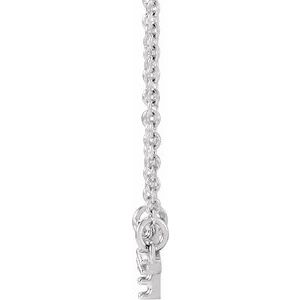 14K White 1/10 CTW  Lab-Grown Diamond Sideways Cross 16-18" Necklace