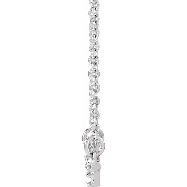 14K White 1/10 CTW  Lab-Grown Diamond Sideways Cross 16-18" Necklace