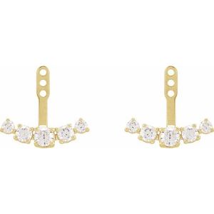 14K Yellow 1 CTW Lab-Grown Diamond Curved Bar Earring Jackets