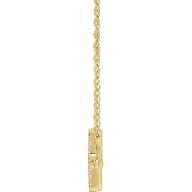 14K Yellow 1/6 CTW Lab-Grown Diamond Sideways Cross 16-18" Necklace