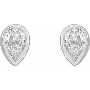 14K White 1/10 CTW Lab-Grown Diamond Bezel-Set Earrings