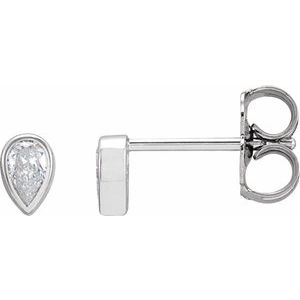 14K White 1/10 CT Lab-Grown Diamond Bezel-Set Earring