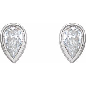 14K White 1/5 CTW Lab-Grown Diamond Bezel-Set Earrings
