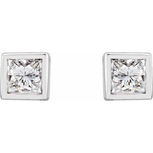 14K White 1/6 CTW Lab-Grown Diamond Bezel Earrings
