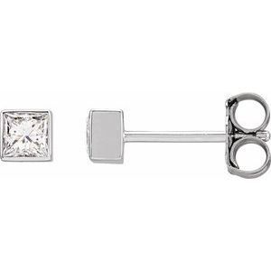 14K White 5/8 CTW Lab-Grown Diamond Bezel-Set Earrings