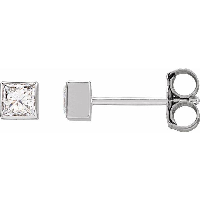 14K White 1/5 CTW Lab-Grown Diamond Bezel Earrings