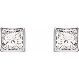 14K White 1/5 CTW Lab-Grown Diamond Bezel Earrings
