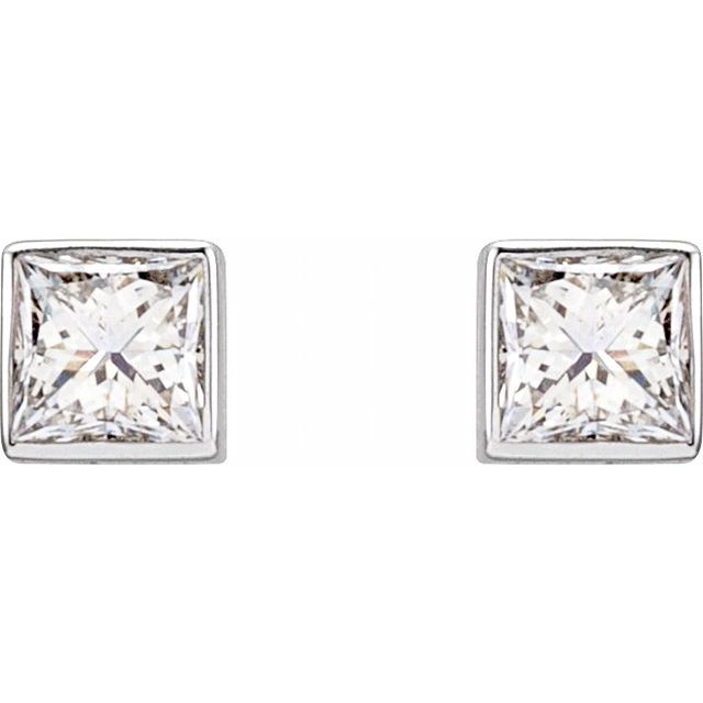 14K White 5/8 CTW Lab-Grown Diamond Bezel-Set Earrings