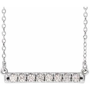 14K White 1/4 CTW Lab-Grown Diamond French-Set Bar 18" Necklace