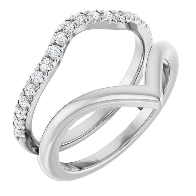 Platinum 1/4 CTW Lab-Grown Diamond V-Shaped Ring Guard
