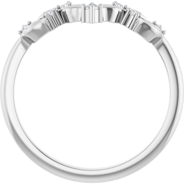 14K White .05 CTW Lab-Grown Diamond Contour Band