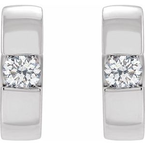 14K White 1/4 CTW Lab-Grown Diamond Hinged Huggie Earrings
