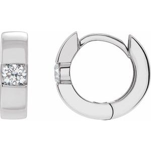 14K White 1/4 CTW Lab-Grown Diamond Hinged Huggie Earrings