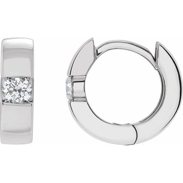 14K White 1/4 CTW Lab-Grown Diamond Hinged Huggie Earrings