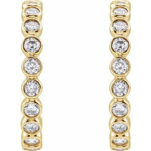 14K Yellow 3/8 CTW Lab-Grown Diamond 14 mm Hoop Earrings