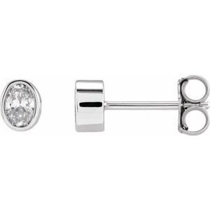 14K White 1/3 CTW Lab-Grown Diamond Bezel-Set Earrings