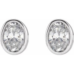 14K White 1/3 CTW Lab-Grown Diamond Bezel-Set Earrings