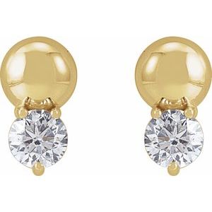 14K Yellow 1/3 CTW Lab-Grown Diamond Bead Earring