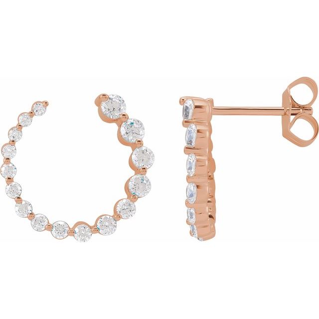 14K Rose 7/8 CTW Lab-Grown Diamond Front-Back Earrings