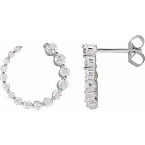 14K White 7/8 CTW Lab-Grown Diamond Front-Back Earrings