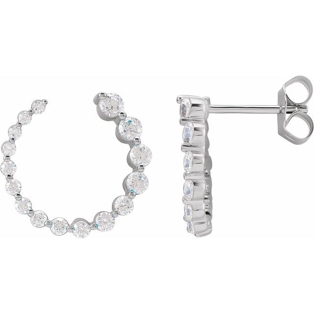 14K White 7/8 CTW Lab-Grown Diamond Front-Back Earrings