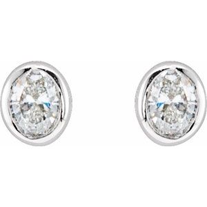 14K White 1/10 CTW Lab-Grown Diamond Bezel-Set Earrings