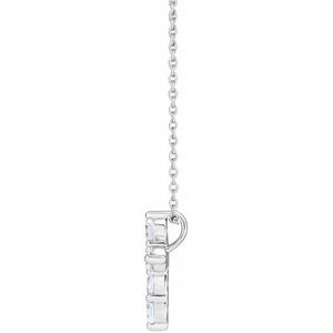 14K White 3/4 CTW Lab-Grown Diamond Cross 18" Necklace