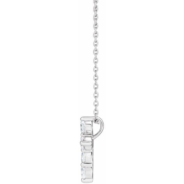 14K White 3/4 CTW Lab-Grown Diamond Cross 18" Necklace