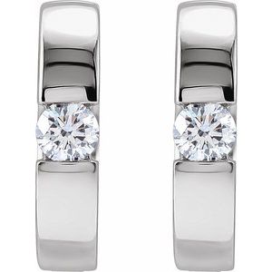 14K White 1/3 CTW Lab-Grown Diamond Hinged Huggie Earrings