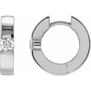 14K White 1/3 CTW Lab-Grown Diamond Hinged Huggie Earrings