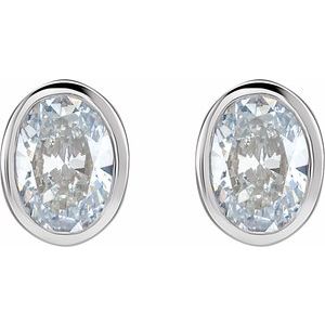 14K White 1/5 CTW Lab-Grown Diamond Bezel-Set Earrings
