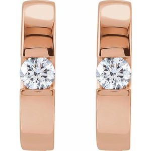 14K Rose 1/4 CTW Lab-Grown Diamond Hinged Huggie Earrings
