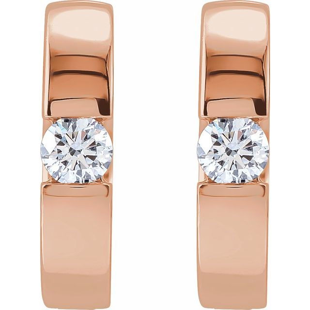 14K Rose 1/4 CTW Lab-Grown Diamond Hinged Huggie Earrings
