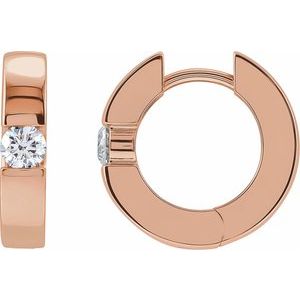 14K Rose 1/4 CTW Lab-Grown Diamond Hinged Huggie Earrings