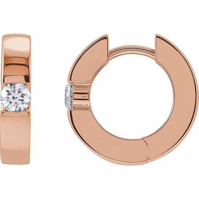 14K Rose 1/4 CTW Lab-Grown Diamond Hinged Huggie Earrings