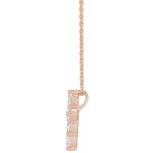 14K Rose 1 CTW Lab-Grown Diamond Cross 18" Necklace