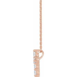 14K Rose 1/2 CTW Lab-Grown Diamond Cross 18" Necklace