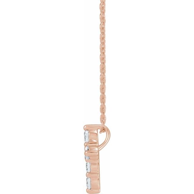 14K Rose 1/2 CTW Lab-Grown Diamond Cross 18" Necklace
