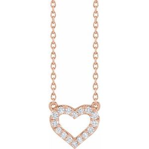 14K Rose 1/5 CTW Lab-Grown Diamond Heart 16-18" Necklace