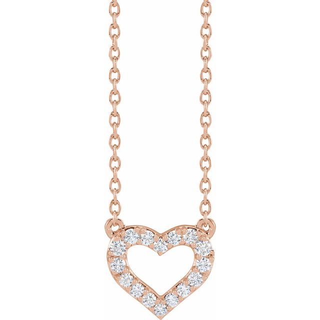 14K Rose 1/5 CTW Lab-Grown Diamond Heart 16-18" Necklace