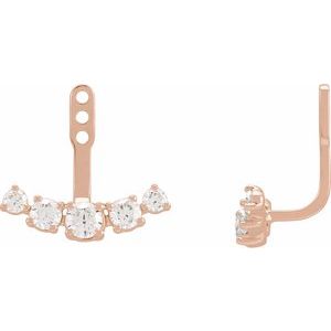 14K Rose 1 CTW Lab-Grown Diamond Curved Bar Earring Jackets